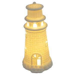Porcelain lighthouse w/led S 6.5x6x13cm