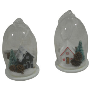 Glass hanger w/ x-mas deco dia 6.2x10.7cm