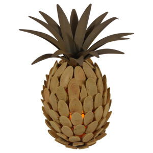 wooden pine apple w/Led 25x25x35cm