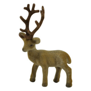 Standing deer with flocking 10.5x4x17.5cm