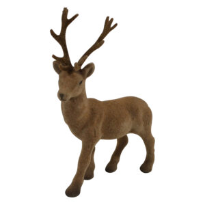 Standing deer with flocking 20.5x5.5x26.5cm