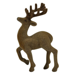 Standing deer with flocking 10x4x16.5cm
