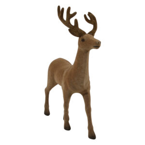 Standing deer with flocking 33x12x47cm