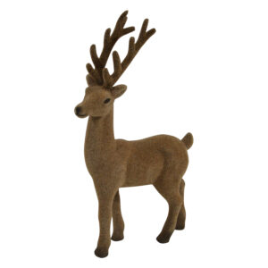 Standing deer with flocking 17.5x5.5x29cm