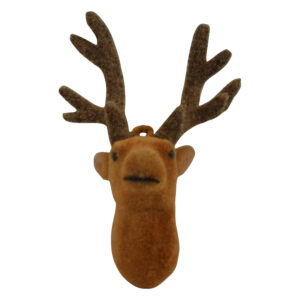 Deer head with flocking 7x7.5x9cm
