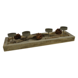 Wooden tea light holder L 48x15x10cm