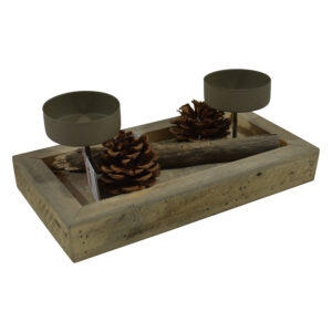 Wooden tea light holder S 25x13x10cm