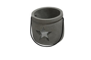 Cement candle holder w/handle dia 11x10cm