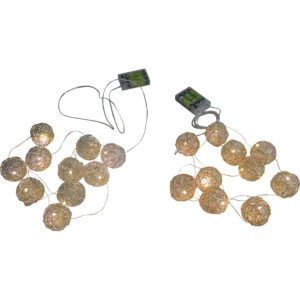 Metal wire ball garland w/10x LED S 270cmL
