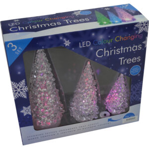 Plastic x-mas tree w/Led s/3