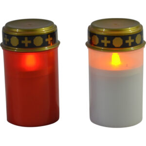 Plastic grave candle w/Led dia 6.5x12cm