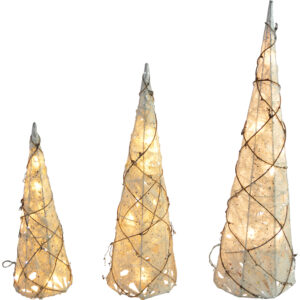 Metal cone tree w/Led s/3