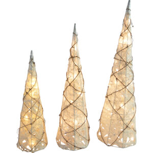Metal cone tree w/Led s/3