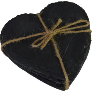 Slate coaster heart 10x10x0.7cm S/4
