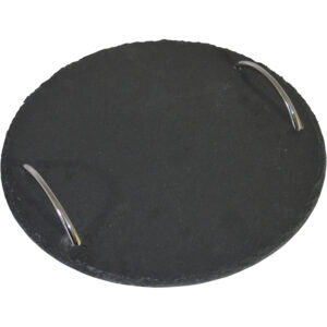 Slate tray round w/ handles dia 30x3cm