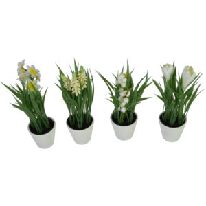 Decorative flower in plastic pot 22cmH