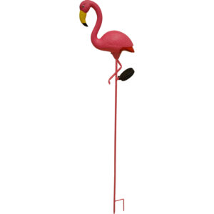 Metal garden flamingo w/solar 23x9x110cm