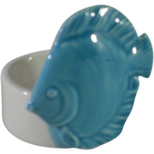 Ceramic tea light holder fish 7.2x6.5x7.2cm