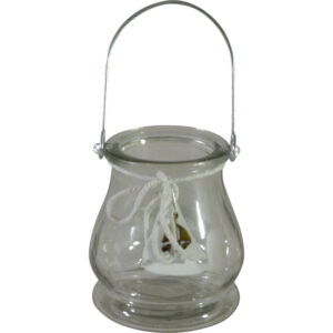 Glass candle holder w/handle dia 9x10cm