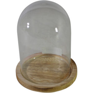 Glass dome w/wooden base S dia 12.5x15.5cm
