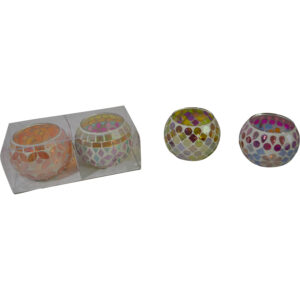 Glass candle holder L dia 10x7cm s/2