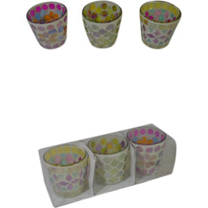Glass tea light holder S dia 6.5x6.5cm s/3