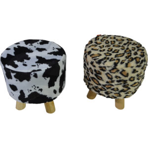 Wooden stool w/ fur cover
