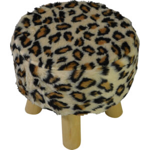 Wooden stool w/ fur cover