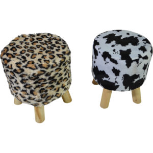 Wooden stool w/ fur cover