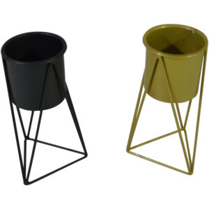 Metal flower pot in holder M 12.5x14x25cm