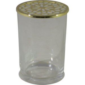 Glass vase with metal cover