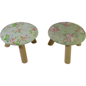 wooden stool w/fabric cover dia 28x18cm