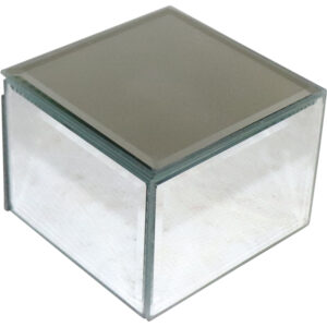 Glass mirror jewellery box 8x8x6cm