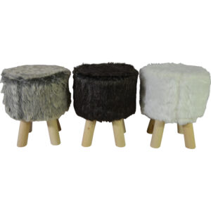 Wooden stool w/ fur cover