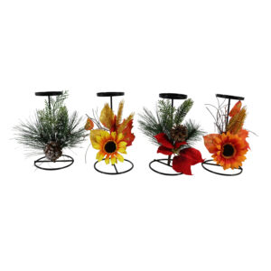 Metal candle holder w/ deco
