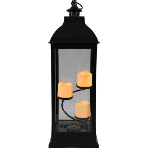 Plastic lantern w/Led candles 24x24x71cm