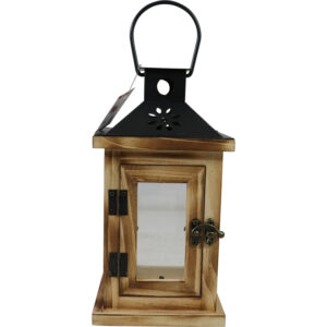 Wooden lantern 12.5x12.5x24.5cm