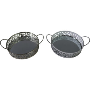 Metal mirror tray w/handles
