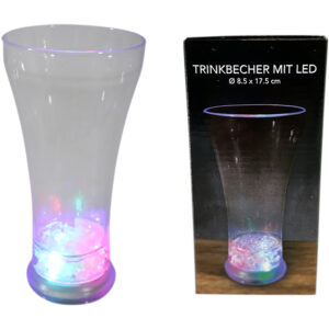 Plastic glass w/Led dia 8.5x17.5cm