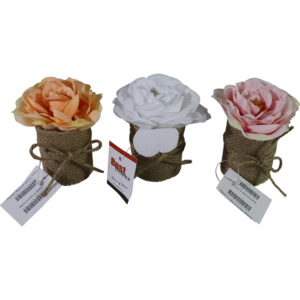 Flower in vase w/ burlap
