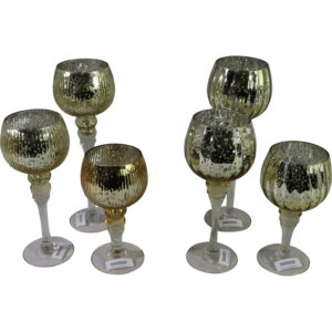 Glass candle holder S/3