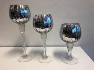 Glass candle holder S/3