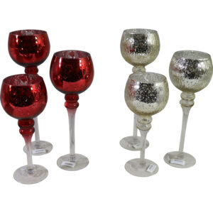 Glass candle holder S/3