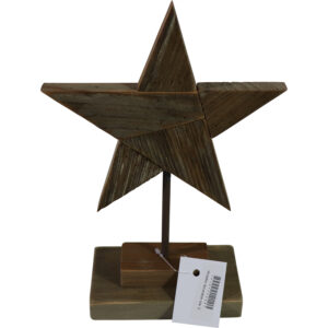 Wooden decoration star S 16.5x7x25cm