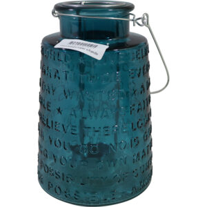 Glass tealight holder w/handle dia 12x18cm