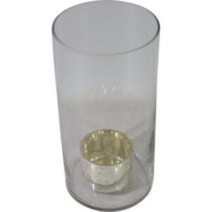 Glass hurricane w/tealight holder L dia15x30cm