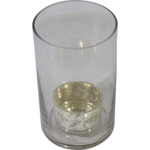 Glass hurricane w/tealight holder S dia12x20cm