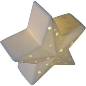 Porcelain star w/Led S 15.5x7.5x15cm