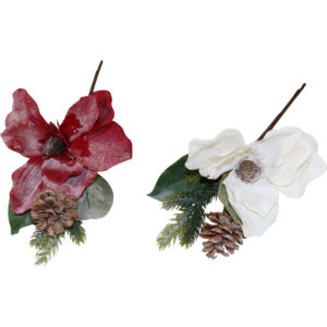 Magnolia and pine cone branch 34cmL
