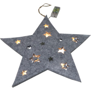 Felt star w/Led L 41x40x0.7cm